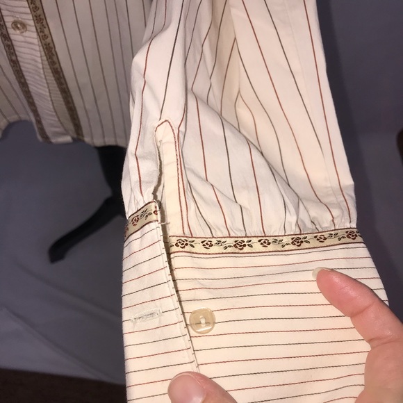 Epic 🙌 Vintage funky wide collar cottagecore floral stripe blouse - Picture 7 of 9